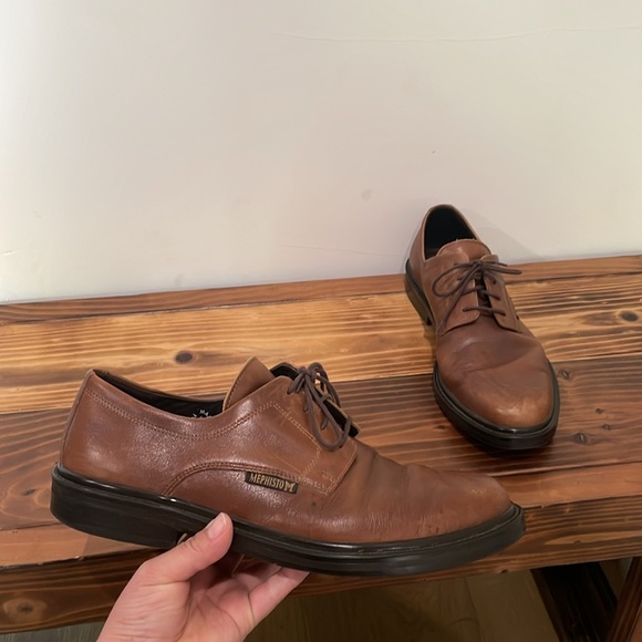 Mephisto Brown Leather Air Jet Size US 11 Leather Derby Oxfords Shoes - Picture 1 of 15